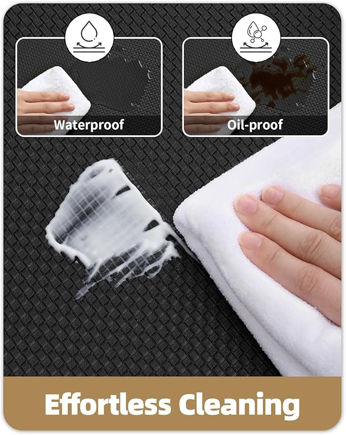 Color&Geometry Anti Fatigue Cushion Kitchen Mat for Floor -17"x79",Long,Easy Clean, Water & Oil Proof, Anti Slip, Foam Rubber Runner Rug for Front Sink Comfort Standing,Black