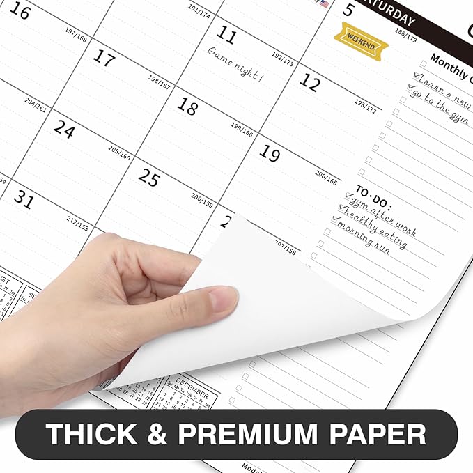 Ospelelf Magnetic Calendar 2025-2026 for Refrigerator, Desk Wall Calendar, July 2025 to December 2026, Monthly Large Planner Pad with Plastic Cover 17" X 12" Black