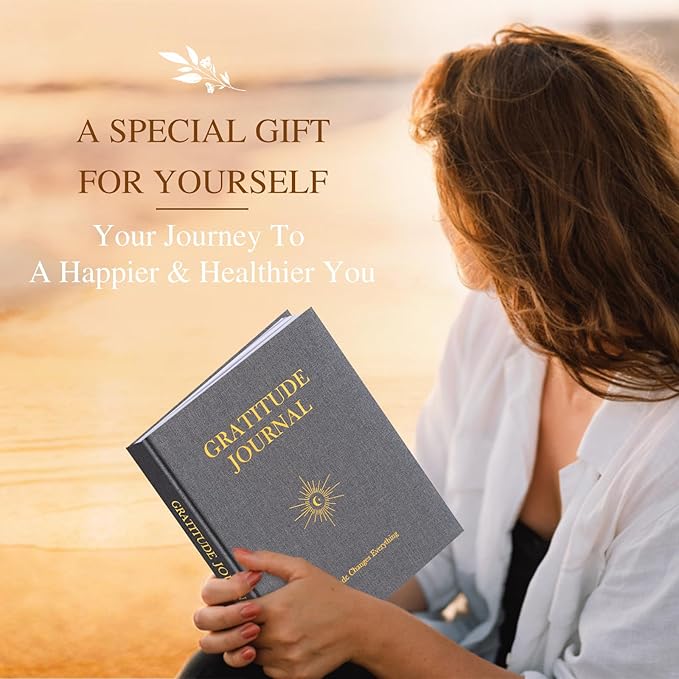 Lanpn Daily Gratitude Journal for Men Woman, The 5 Minute Gratitude Diary with Prompts, Linen Mindfulness Affirmation Positivity Planner, 156 Page Better Every Day Reflection Guided Notebook, Grey