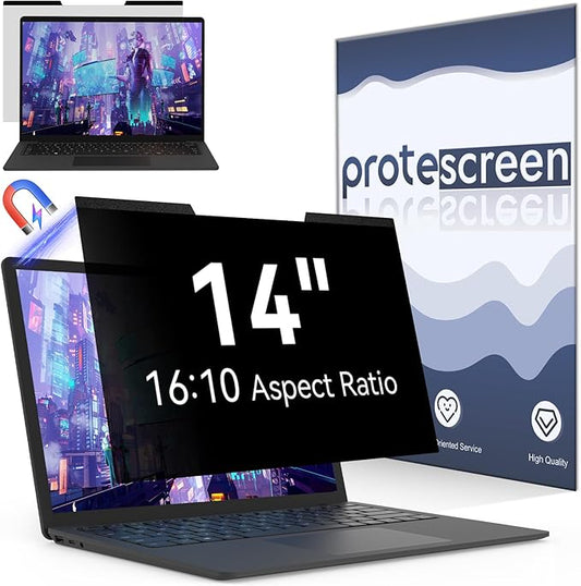 Magnetic 14 Inch Laptop Privacy Screen for 16:10 Computer Monitor, Removable Anti Glare Blue Light Filter Protector, 14 in Privacy Shield Compatible with Lenovo Hp Dell Acer Asus Thinkpad Envy Xps