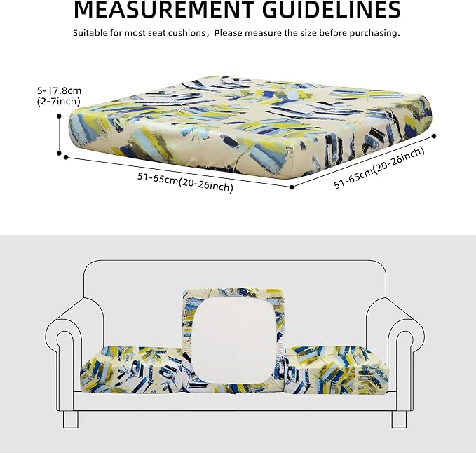 8Pcs Stretch Patio Cushion Covers Outdoor Cushion Cover, Jacquard Stretch Cushion Covers, Cover Replacement, Outdoor Sofa Covers, Washable Furniture Couch Cushion Cover (Yellow Maple)