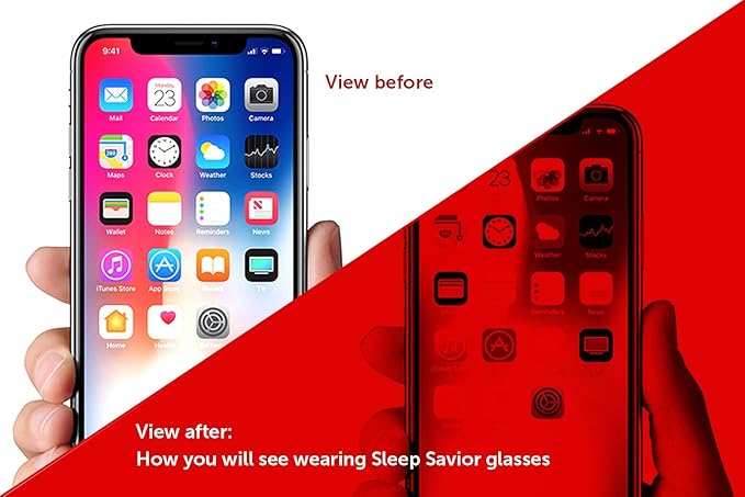 SafetyBlue™ Sleep Savior Sport Red Lens Night Glasses - Light Blocking Glasses for Better Sleep - Eliminate Eye Strain