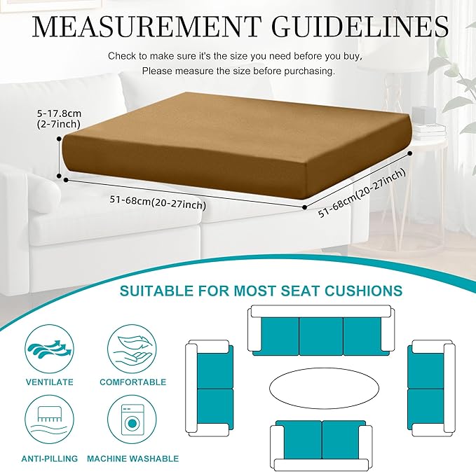 12Pcs Stretch Patio Cushion Covers,Outdoor Couch Covers Replacement,Outdoor Couch & Sofa Slipcovers,for Patio Furniture Cushion Covers,Washable Reusable urniture Protector (Camel,Cover Only)