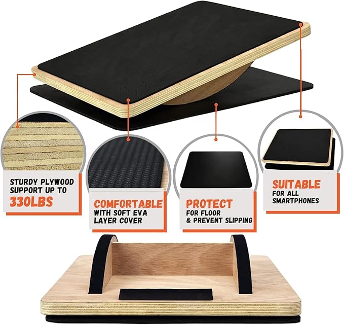 Yes4All 350LBS Professional Wooden Balance Board for Leg Workout, Anti-Slip Rocker Board, Wobble Board for Standing Desk