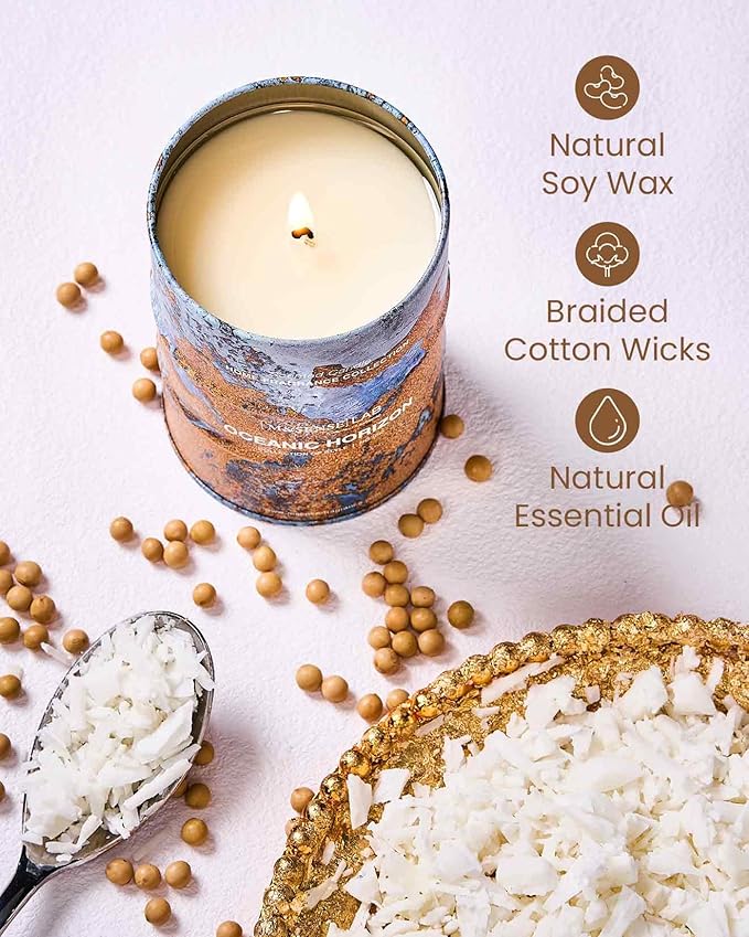 M&SENSE Oceanic Horizon Scented Candles Natural Non Toxic, Aromatherapy Candle for Stress Relief Meditation Relaxing, Housewarming Gifts for Women Men, 11.3oz 70 Hour Long Burning