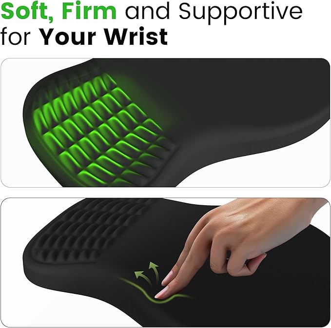 MEKASS Ergonomic Mouse Pad with Wrist Rest, Memory Foam Mousepad for Carpal Tunnel Pain Relief, Desk Computer Wrist Support Mouse Pad with Non-Slip PU Base for Office Home (Blue Gold Vein Marble)