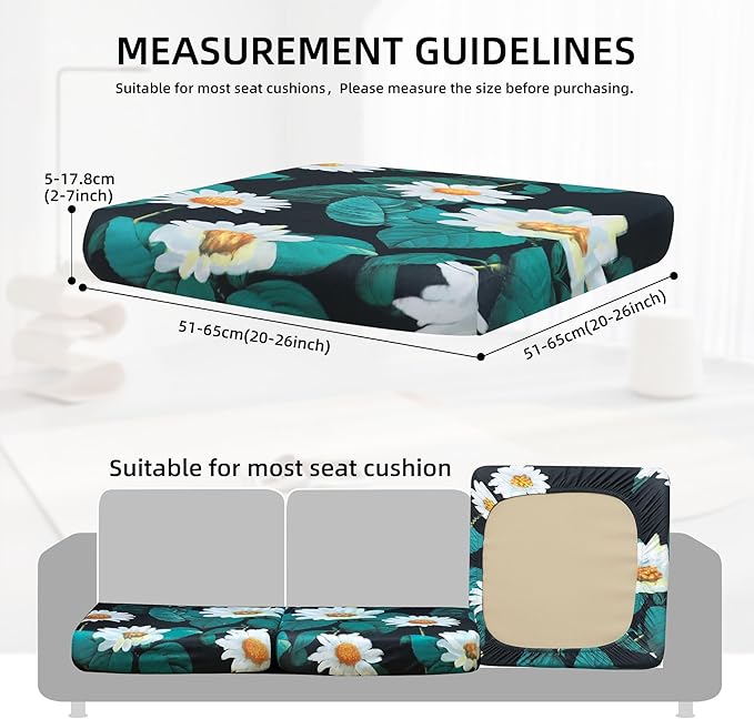 8Pcs Stretch Patio Cushion Covers Waterproof Outdoor Cushion Covers Patio Couch Cover Slipcovers, for Outdoor Furniture Protector Covers Replacement(Cover Only) (Magritte)