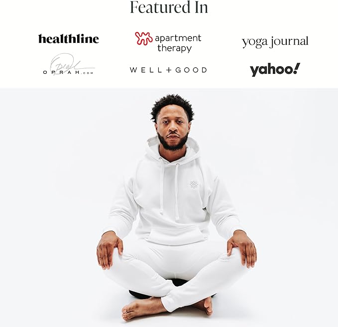 Mindful & Modern Large Meditation Cushion | Zafu Yoga Bolster Meditation Floor Pillow Seat | Buckwheat Hull Filled Crescent Shaped Cushion with Removable Washable Cover + Carry Handle