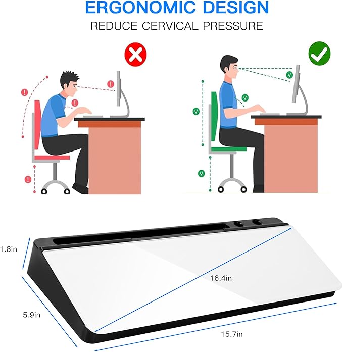 KVY Desk Whiteboard with Storage,Desktop Glass Dry Erase White Board Organizers Supplies with Accessories for Office, Home, School Essentials (Black)