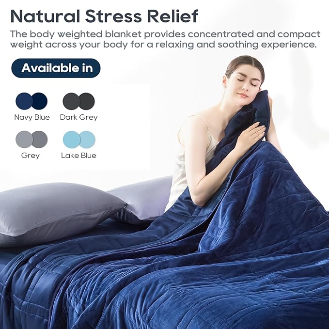 King Size Weighted Blanket 35lb(88''x104'', Dual-Sided), Cozy Warm Velvet & Cooling Tencel Fabric Reversible King Weighted Blanket for Adults & Couple All Season Use - Carry Bag Included, Navy Blue