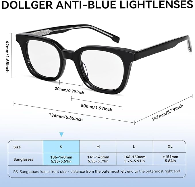 Dollger Blue Light Blocking Glasses For Woman Men Thick Frame Round Non-Prescription, pertain Work，Computer Gaming，TV