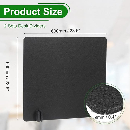 PATIKIL Desk Divider, 2 Set 24 x 24 Inch Acoustic Freestanding Desk Divider Desk Privacy Panel with 8 Pcs Support Feet for Library Office Workstation, Black