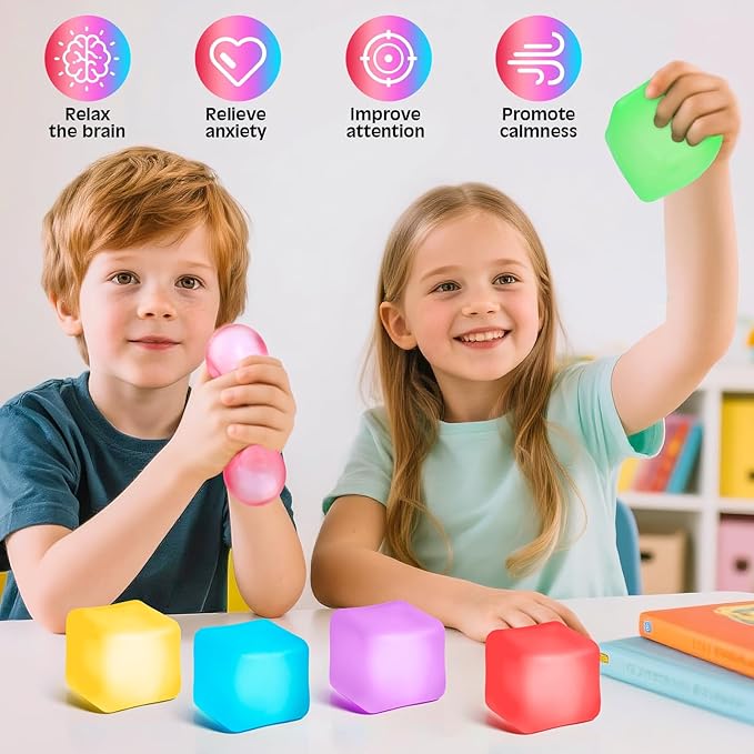 8 Pack Stress Cube, Slow Rising Ice Cube Stress Balls for Adults Kids, Sensory Fidget Toy for Anxiety Relief, Square Shape Squishy Ball Toys for Classroom Prizes, Nice Cube Squishy for Party Favors