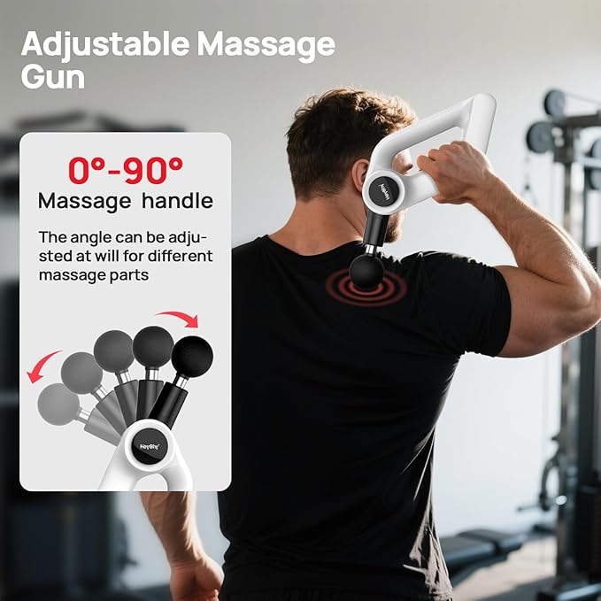 Deep Tissue Massage Gun with Heat, 12mm Amplitude Percussion Massager for Athletes & Muscle Relief, Professional Handheld Masssger Gun for Neck, Back, Shoulder, Leg, Gift for Men, White