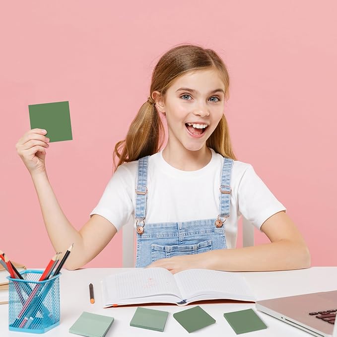 24 Pcs Sage Green Sticky Notes 1680 Sheets Sage Green Office Supplies 3 x 3 Inches Pastel Self Stick Note Pads for Teacher Women Gift Office School Bible Journaling Planner (No Lined)