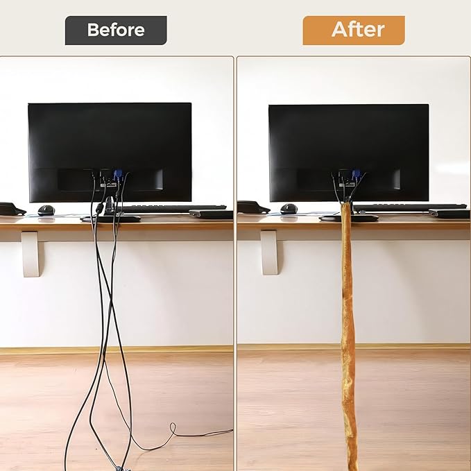 Fabric Cord Cover,2 Pack Touch Fasteners Gold Chandelier Chain Cover,3.28 Feet Brushed Polyester Fabric Flannel Cord Covers for Wires,Decorative Cord Hider Easy Install