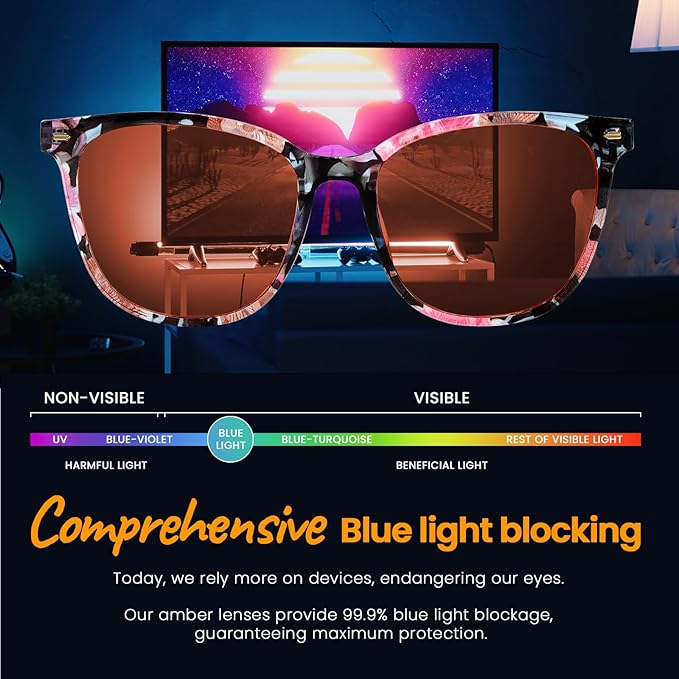 SODQW Gaming Blue Light Blocking Glasses for Men Women Reduce Eyestrain Orange Aviator Eyeglasses for Computer TV