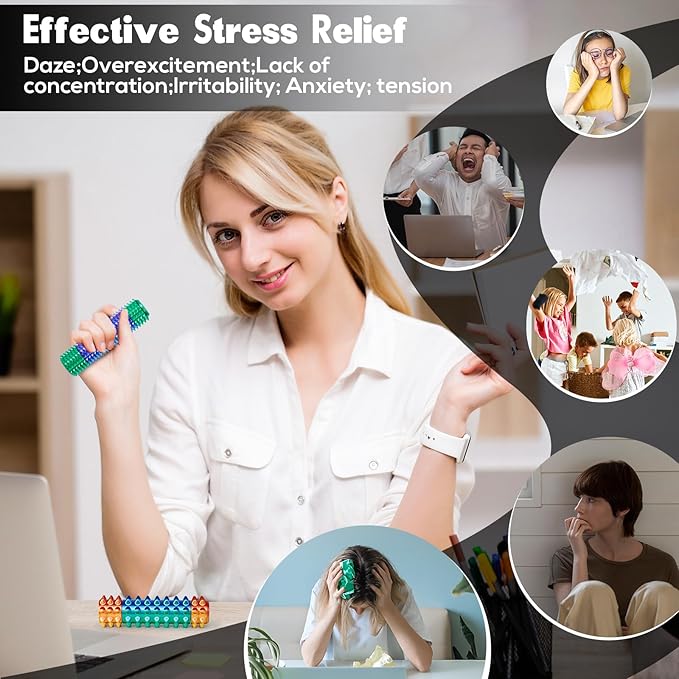 Little Pain Stim Ouchies Fidget Toys for Adults,3D Printed Spiky Pain Stim, Sensory Fidget for Stress & Anxiety Relief, ADHD, Autism,Office Desk Toys (Green Red+Purple Green)