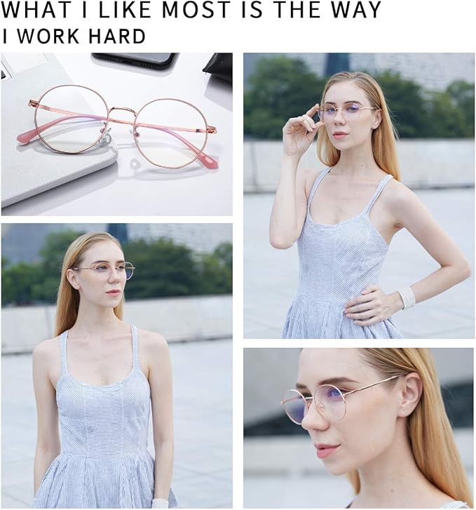 DUCO Small Round Blue Light Glasses For Women Men Blue Ray Blocking Glasses 8215