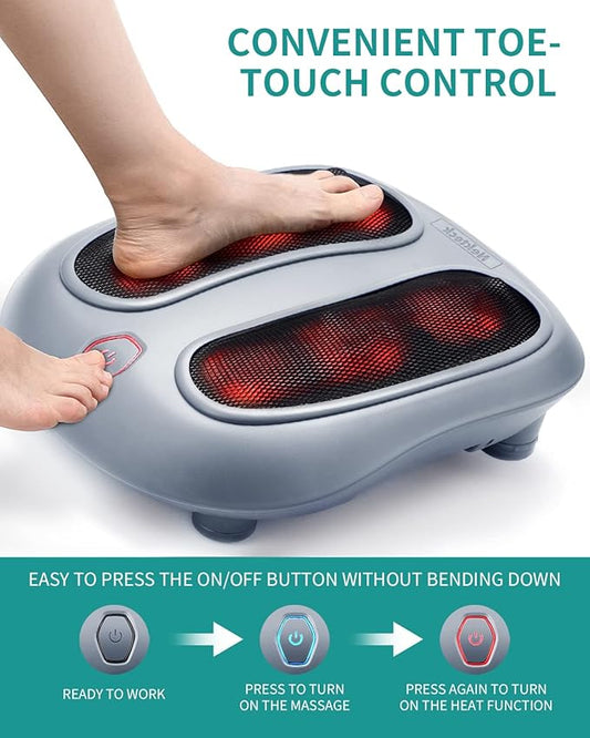 Nekteck Foot Massager with Heat, Heated Foot Massager for Plantar Fasciitis, Pain Relief and Circulation, Shiatus Electric Under Desk Feet Massager Machine, Gifts for Men Woman Him Her Mon Birthday
