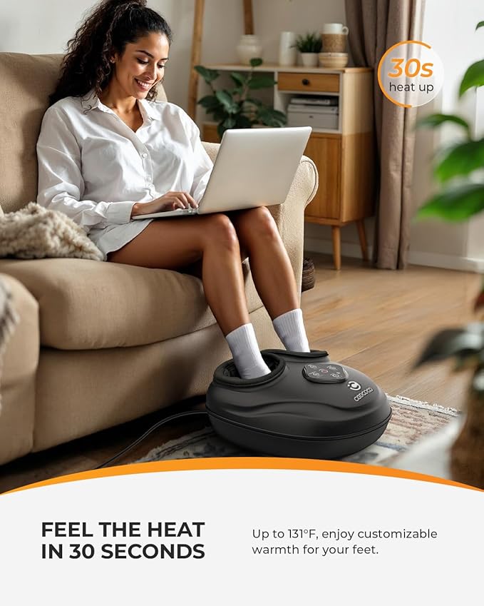 CooCoCo Upgraded Shiatsu Foot Massager - FSA Eligible, Foot Massager for Plantar Fasciitis, Neuropathy, HSA Feet Massager with Heat, Gifts for Women Men Mom Dad, Foot Pain Relief, Home Office Use