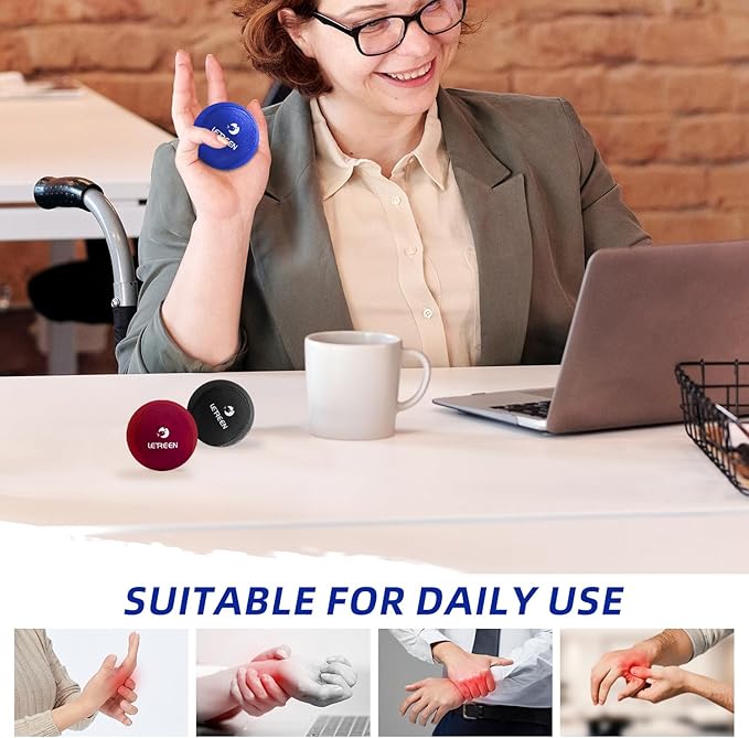 Stress Ball, Tri-Density Stress Balls for Adults & Grip Strengthening, Squeeze Balls for Hand Therapy, Squishy Stress Ball, Hand Strengthener Ball, Hand Balls for Therapy
