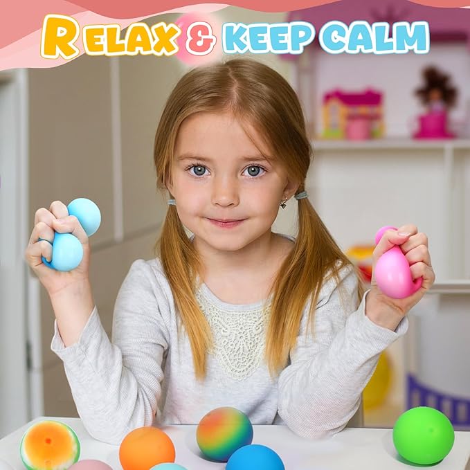 Fast Rising Stress Balls 12Pack for Kids Adults, 2.5" XL Sensory Squishy Balls Bulk, Squeeze Large Fidget Balls for Anxiety and Stress Relief, Calm Down Item for Boys Girls Children with ADHD Autism