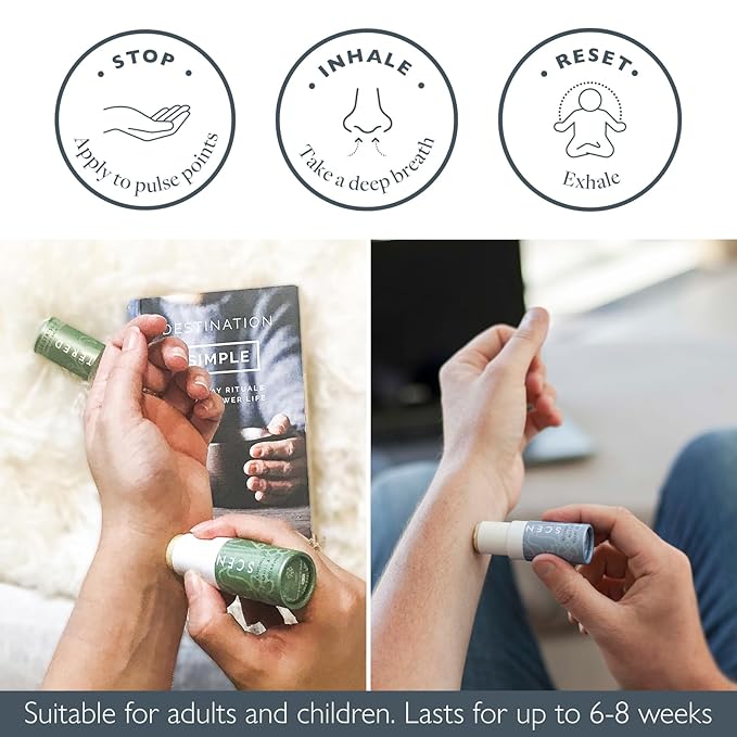 Scentered Aromatherapy Balm Stick Duo for Stress-Relief & Focus - Roll On Essential Oil Blends of Rosemary, Mint, Chamomile - Aromatherapy Gifts for Women - De-Stress & Focus