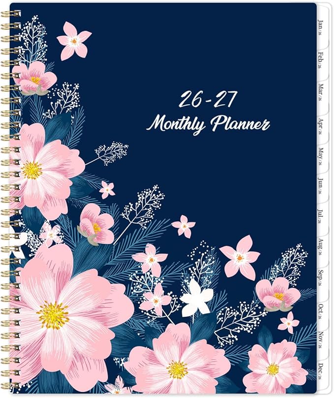 2026-2027 Monthly Planner/Calendar - Jan. 2026 - Dec. 2027, 9" x 11" Planner 2026-2027, 2-Size Pocket, Monthly Tabs, Premium Paper