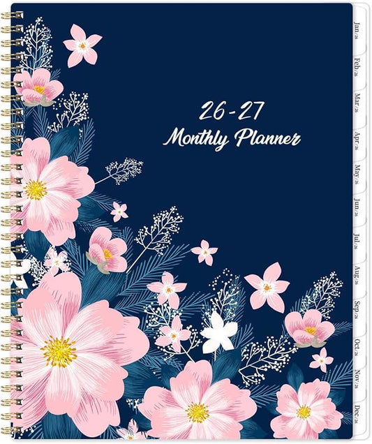2026-2027 Monthly Planner/Calendar - Jan. 2026 - Dec. 2027, 9" x 11" Planner 2026-2027, 2-Size Pocket, Monthly Tabs, Premium Paper
