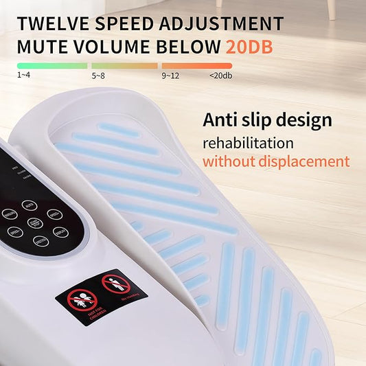 Under Desk Elliptic Leg Exercise Machine, 12 Speed Adjustment, Forward and Backward Movement, Suitable for Elderly Leg Exercise Oval Machine Seniors Oval Foot Pedal Machine