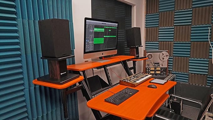 Rockville RHT8D Desktop Speaker Stands, Dark Wood, 66 lbs Capacity, Vibration Isolation Pads, Sturdy MDF Build, Sleek Design, for Bookshelf Speakers and Studio Monitors