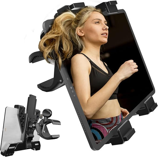 Randconcept - Treadmill Tablet Holder, Elliptical Tablet Holder, Large Clamp for Indoor Exercise Stationary Spin Bike, Mic Stand for iPad Pro 12.9 Air Mini Galaxy Tabs 5-13" Tablets