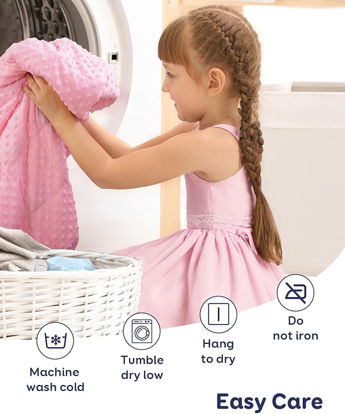 Kivik Weighted Blanket 3 lbs, 36 x 48 Inches, Pink Minky Dotted Heavy Blankets Throw, Small, Soft & Cooling, Machine Washable