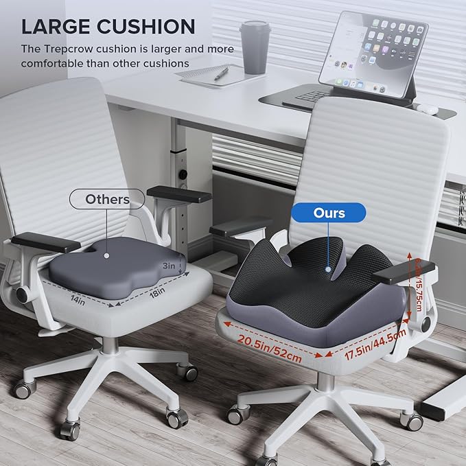 Seat Cushion for Relief Sciatica - Memory Foam Cushion for Office Chair, Hip & Coccyx Pain Relief for Long Sitting,2025 Upgraded X-Large Seat Pillow for Soft Support,for Game Chair/Wheelchair