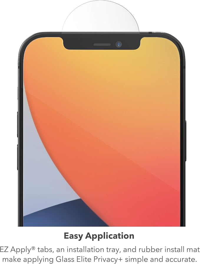 ZAGG Glass Elite Privacy+ - Privacy Screen Protector for iPhone 12 Pro, iPhone 12, iPhone 11, iPhone XR – InvisibleShield - 3X Impact Protection (200106681)