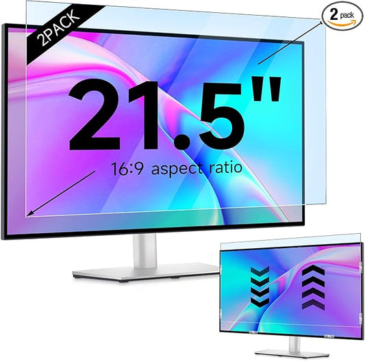 IPROKKO 【2 Pack】 21.5 inch Anti-Blue Light Monitor Screen Protector for 16:9 Widescreen,Removable Anti Glare Blue Light Blocking Screen Filter，LED PC Anti-UV Eye Protection Filter Film