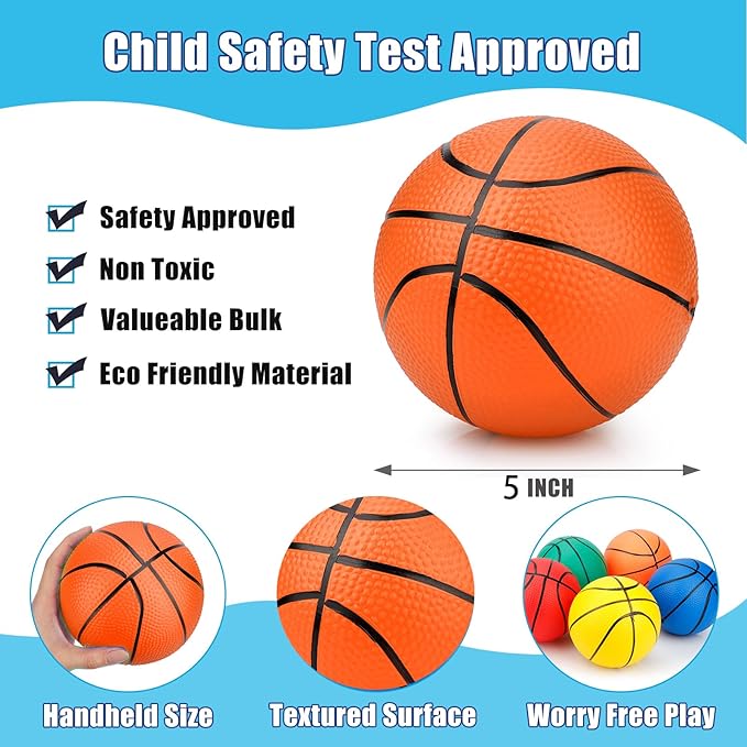 5 Inch Foam Mini Basketball Toy Balls for Indoor Mini Hoops Set, Soft Squishy Quiet Basketball| Toddler Balls, Swimming Pool Beach Pool Balls Sport Gift for Adults & Kids Sensory Stress Ball(3 Pack)