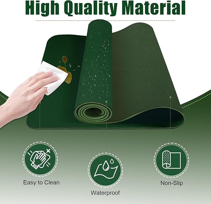 Leather Desk Pad Protector, 47.2'' x 23.6'', Suede Base Desk Blotter, Non-Slip Office Mat, Waterproof Writing Pad for Office and Home - Blackish Green
