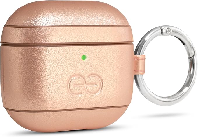 Dreem Om Case Cover with Keychain Clip Compatible with AirPods 4 for Apple AirPods 4th Generation, Vegan Leather AirPod Case for Men & Women, Luxury Earbuds Accessory for iPhone - Rose