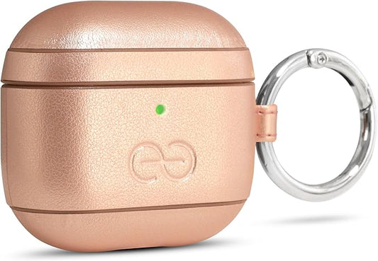 Dreem Om Case Cover with Keychain Clip Compatible with AirPods 4 for Apple AirPods 4th Generation, Vegan Leather AirPod Case for Men & Women, Luxury Earbuds Accessory for iPhone - Rose