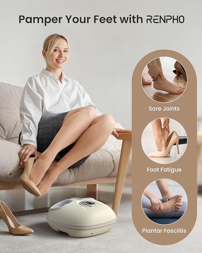 RENPHO Foot Massager Machine with Heat [2025 Upgraded], Shiatsu Foot Massager for Plantar Fasciitis, Birthday Gifts for Women, Wireless Control, WMF02