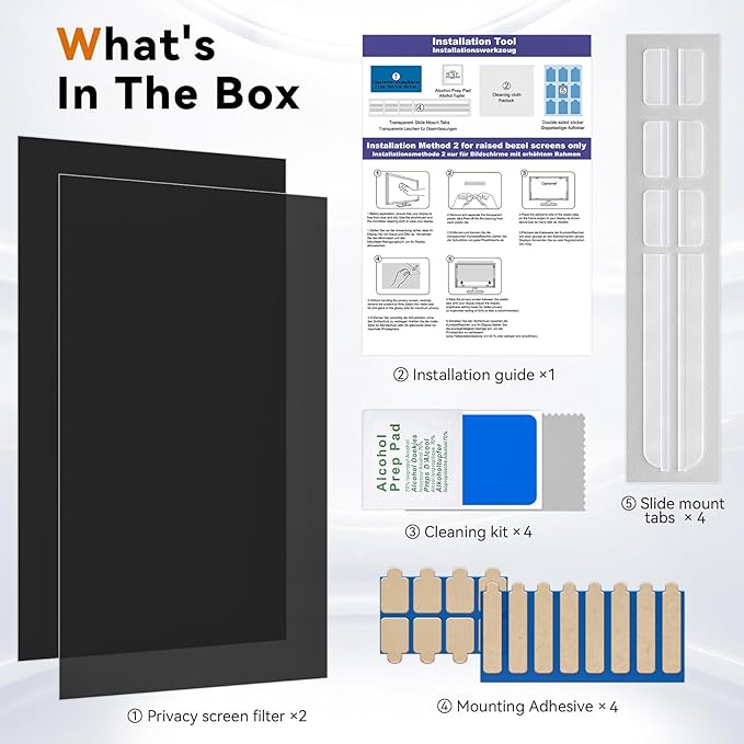 [5-Pack] 21.5 Inch Computer Privacy Screen for 16:9 Widescreen Monitor, Anti Glare Anti-UV Eye Protection Desktop PC LED Monitor Filter, Removable Anti-Scratch Screen Film 21in