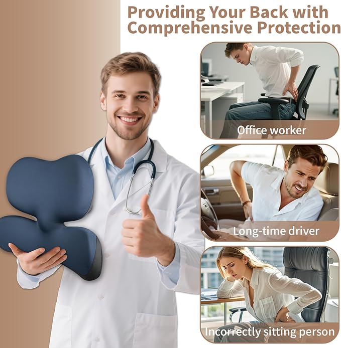 Lumbar Pillow,Ergonomic Lumbar Support Pillow for Upper & Lower Back Support Back Pain Pain Relief,Promotes Posture,Fully Support Entire Back Cushion,for Office Chair,Car,Gaming Desk Chair