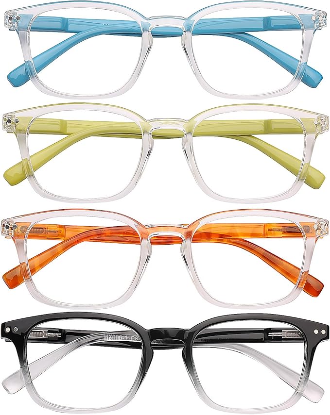 AQWANO 4 Pack Computer Reading Glasses Blue Light Filter Readers Glare Glasses for Men Women