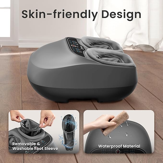 COMFIER Shiatsu Foot Massager with Heat, Electric Feet Massager Machine for Plantar Fasciitis Neuropathy,Gifts for Women,Men,Remote Control,Pause Function,Foot Warmer (Gray)