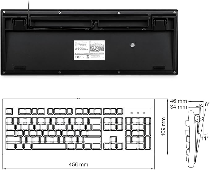 Perixx Periboard-106, Wired Performance Full Size Keyboard, Curve Ergonomic Keys, Black, US English Layout (11204)