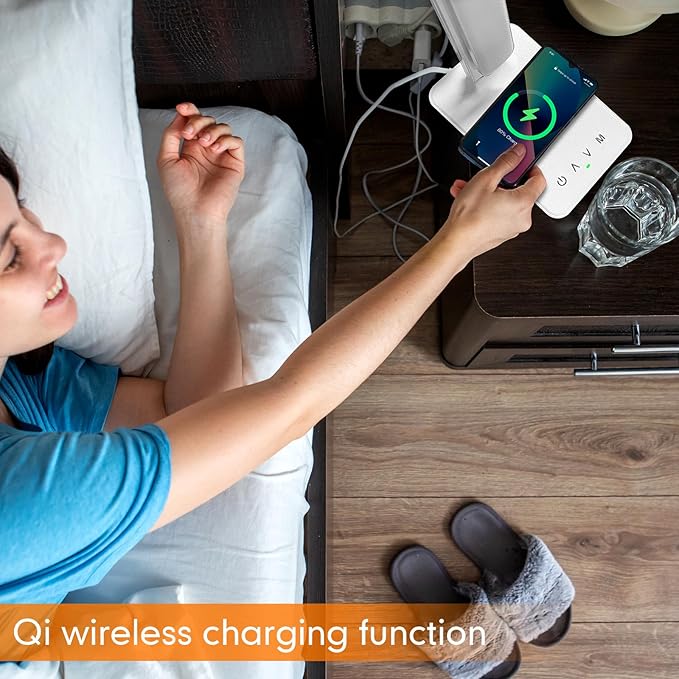 LED Desk Lamp Dimmable Table Lamp with USB Charging Port, 5 Lighting Modes, Sensitive Control, Foldable Portable Desk Light for Home Office Bedroom Reading (White-Pro, Standard Size - 13.3 inch)