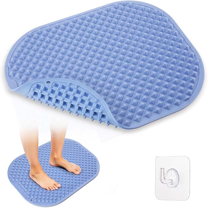 Upgrade Silicone Foot Massage Mat with Dual-Side Usage, Large Reflexology Mat for Feet Relaxation, Foldable Foot Acupressure Mat, Portable Standing Desk Mat for Pain, Fatigue Relief(Blue-L)