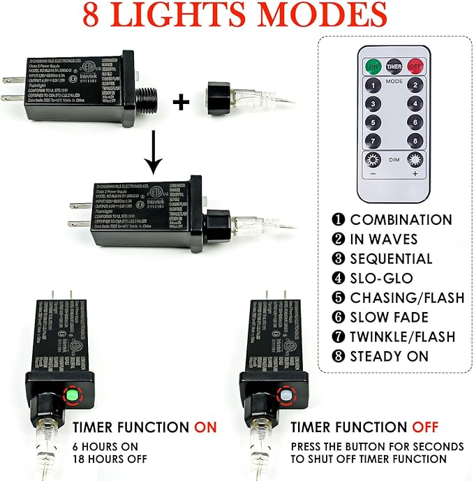 66Ft 200 LED Fairy Lights Plug in with Remote, Waterproof String Lights Outdoor& Indoor 8 Modes with Timer, LED Twinkle Light for Girl's Room Garden Patio Halloween Christmas Decorations (Multicolor)